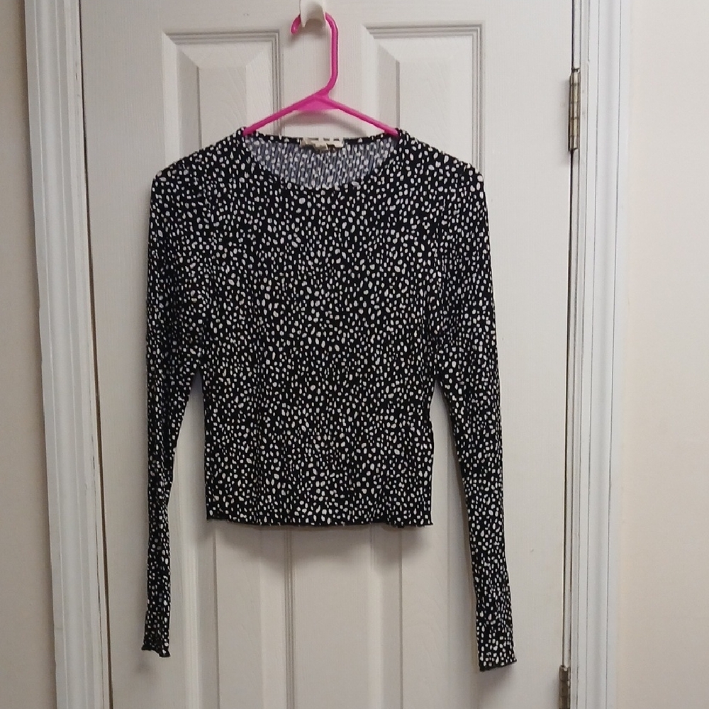 PIE IN THE SKY Black & White Spot Long-Sleeve Girls Size M Top LIGHTWEIGHT